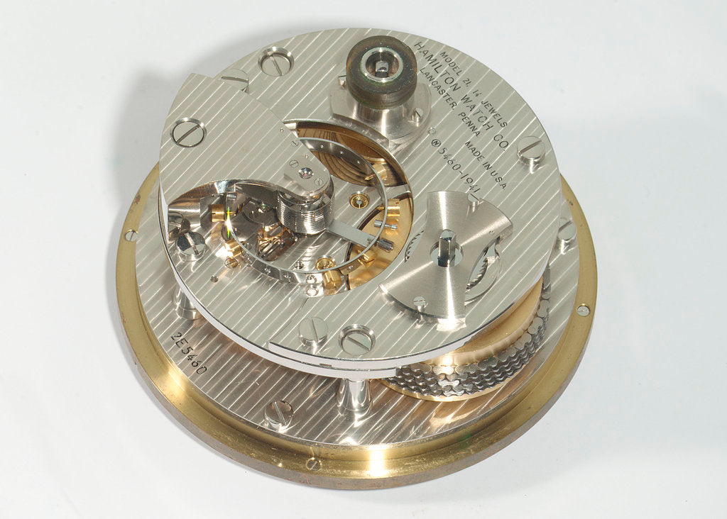 Detail of Marine chronometer, movement by Hamilton Watch Co.