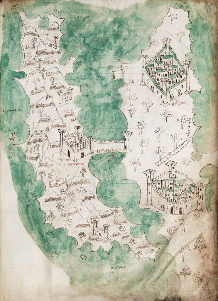 Detail of Euboea and Athens by Cristoforo Buondelmonti