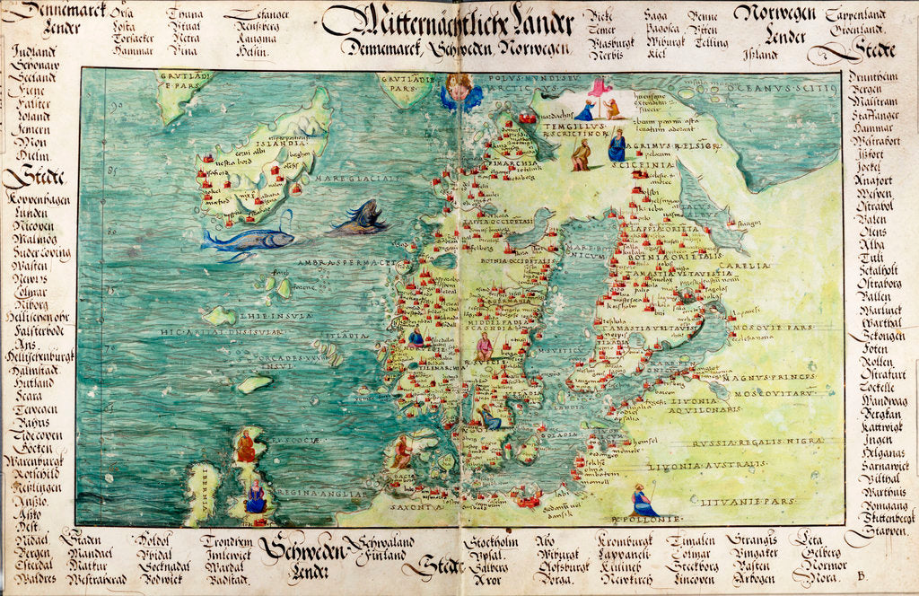 Detail of Map of Scandinavia, 1554 by Battista Agnese