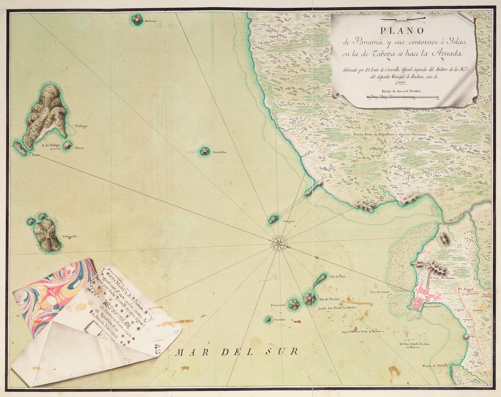 Detail of Map of Panama by Luis de Surville