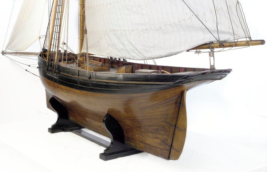 Detail of 'Alarm', port stern quarter by J.R. Weld
