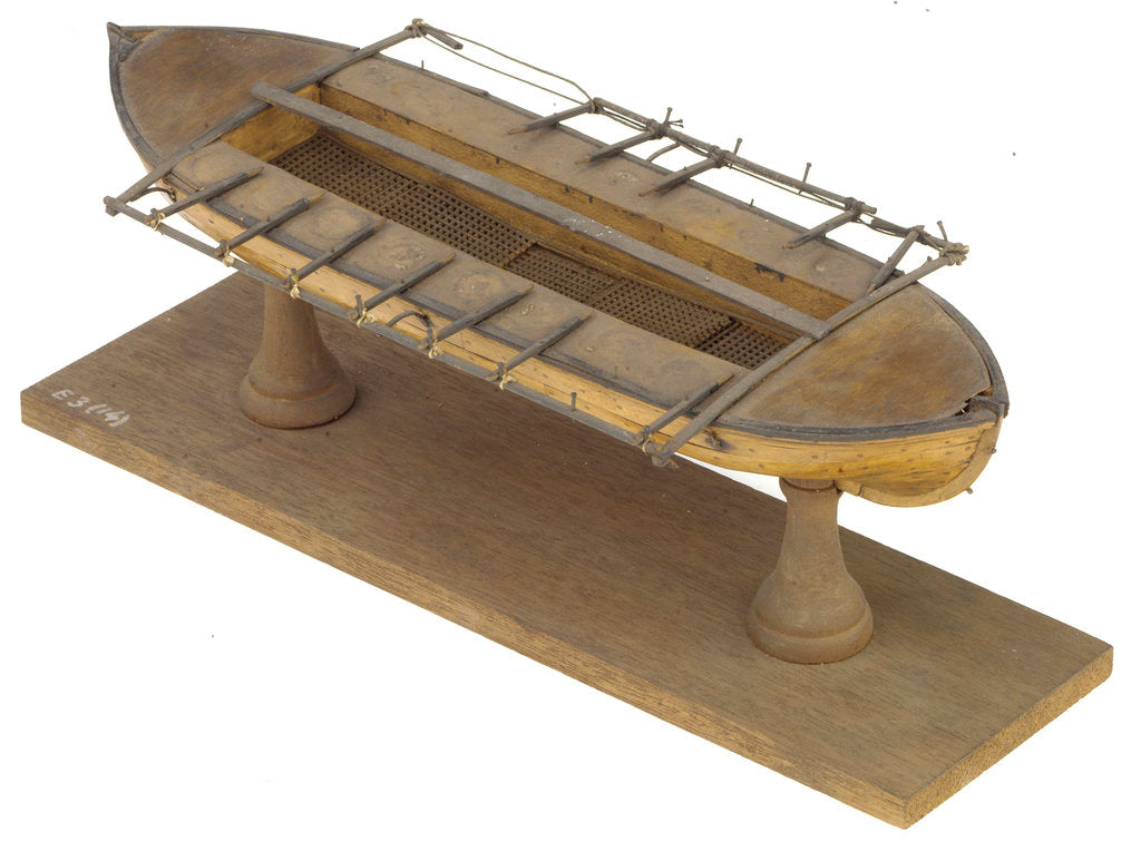 Detail of Full hull model, 16-oar outrigger lifeboat, port stern quarter deck by Unknown