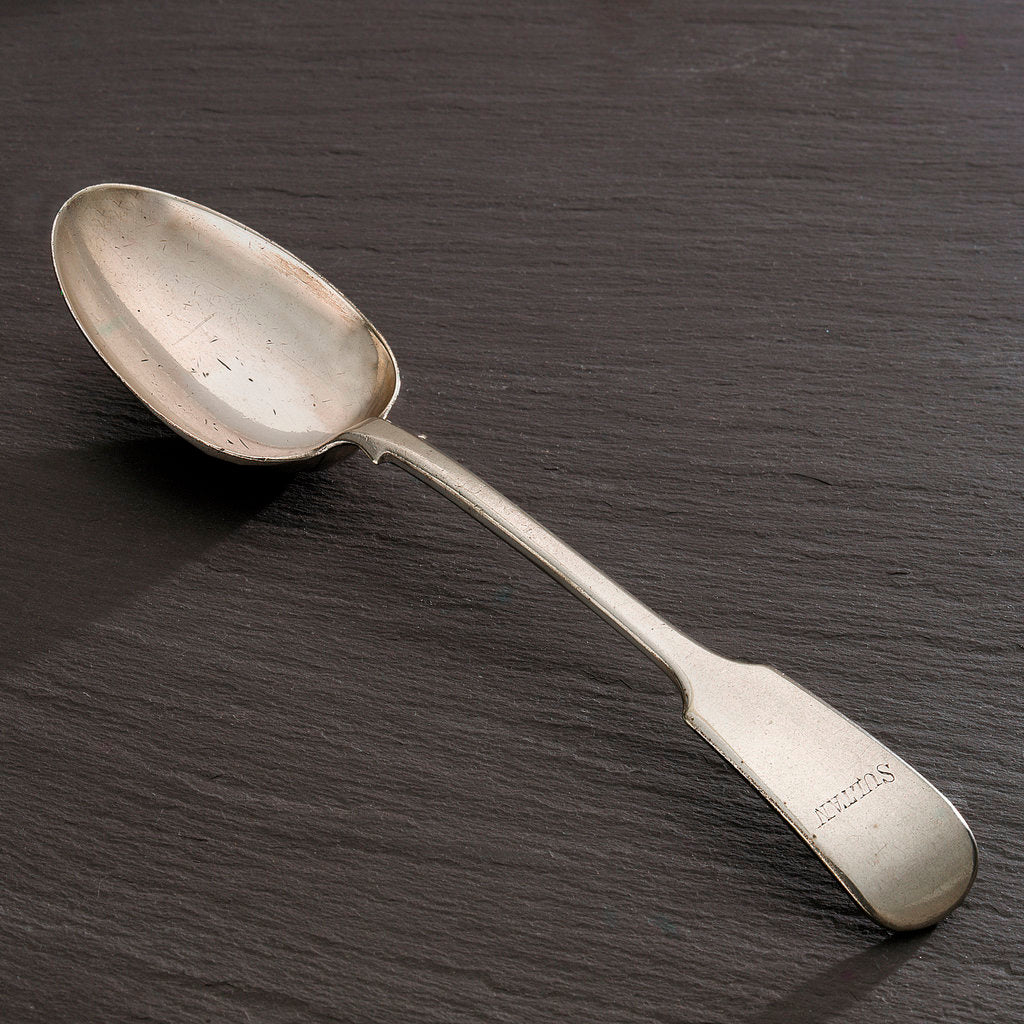 Detail of An electroplated tablespoon by L. Upton, made about 1873 by L. Upton