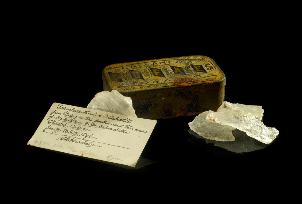 Detail of A tobacco tin containing pieces of quartz. by Unknown