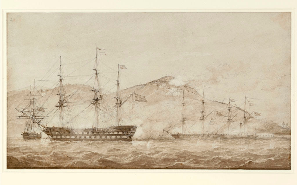 Detail of HMS 'Wellesley', HMS 'Columbine' and HMS 'Grisel' by William Joy
