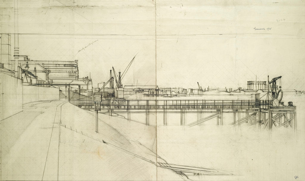 Detail of Study for a jetty at Greenwich by Jesse Dale Cast