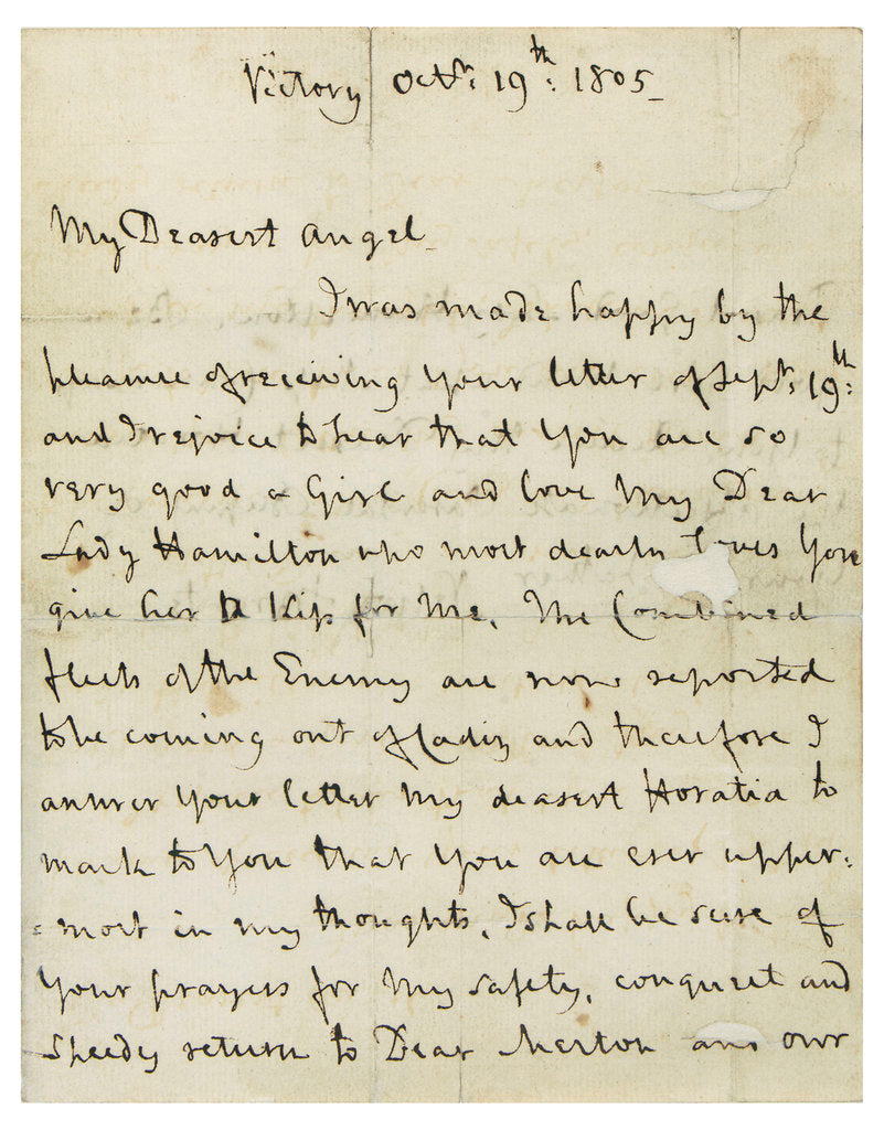 Detail of Last letter from Nelson to Horatia, page one by Horatio Nelson