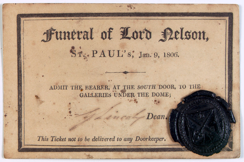 Detail of Ticket to Nelson's funeral in St. Paul's Cathedral by unknown