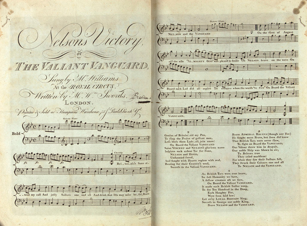 Detail of Emma's Songbook, 'Nelson's Victory' by unknown