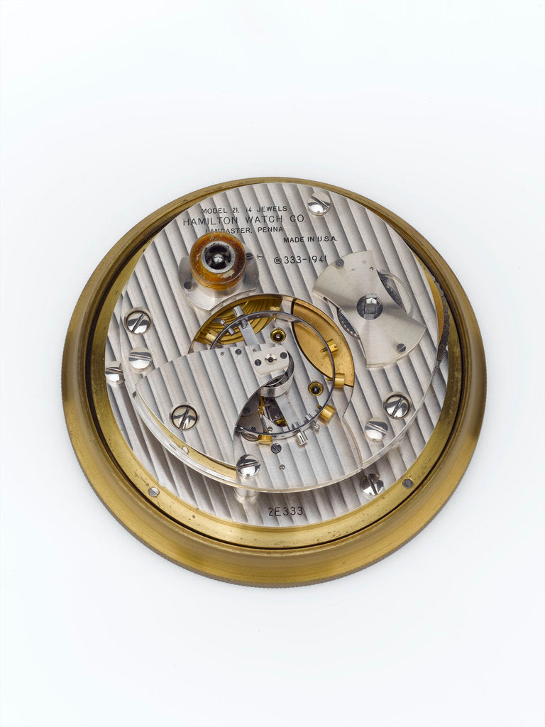 Detail of Marine chronometer, movement by Hamilton Watch Co.