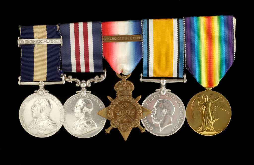 Detail of Medals awarded to Arthur Robert Blore (obverse, left to right, MED1860-1864) by B. Mackennal