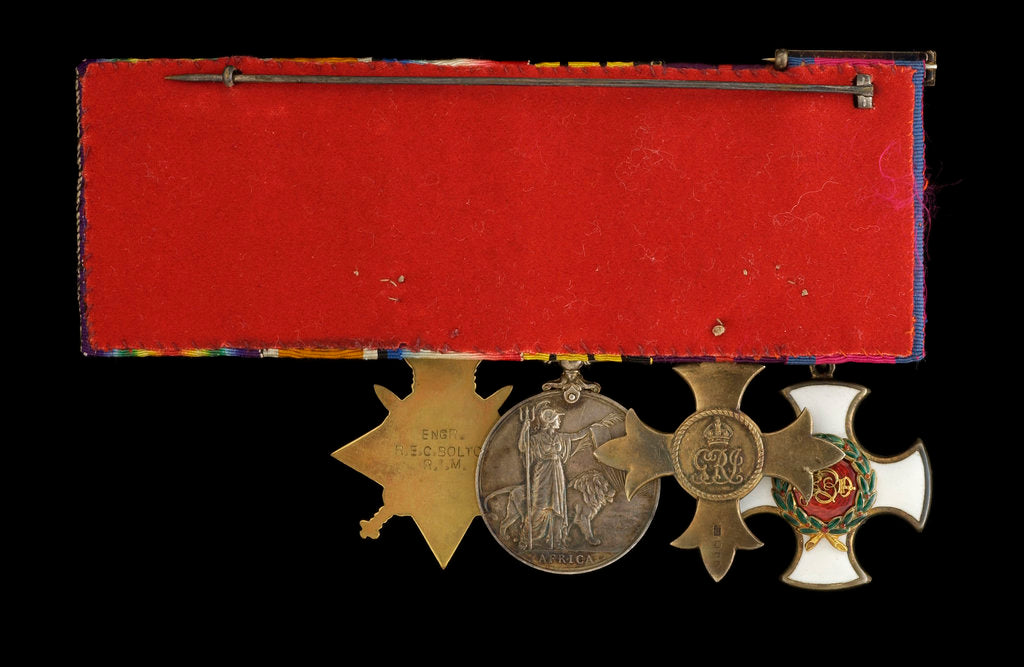 Detail of Medals awarded to Commander Richard Bolton DSO (reverse, r to l, MED1543-1546) by Unknown