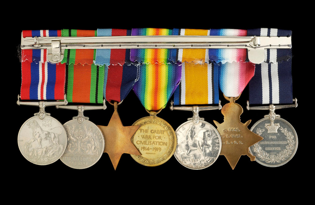 Detail of Medals awarded to Percy S. Inge DSM (reverse, r to l, ZBA0315-0321) by B. Mackennal