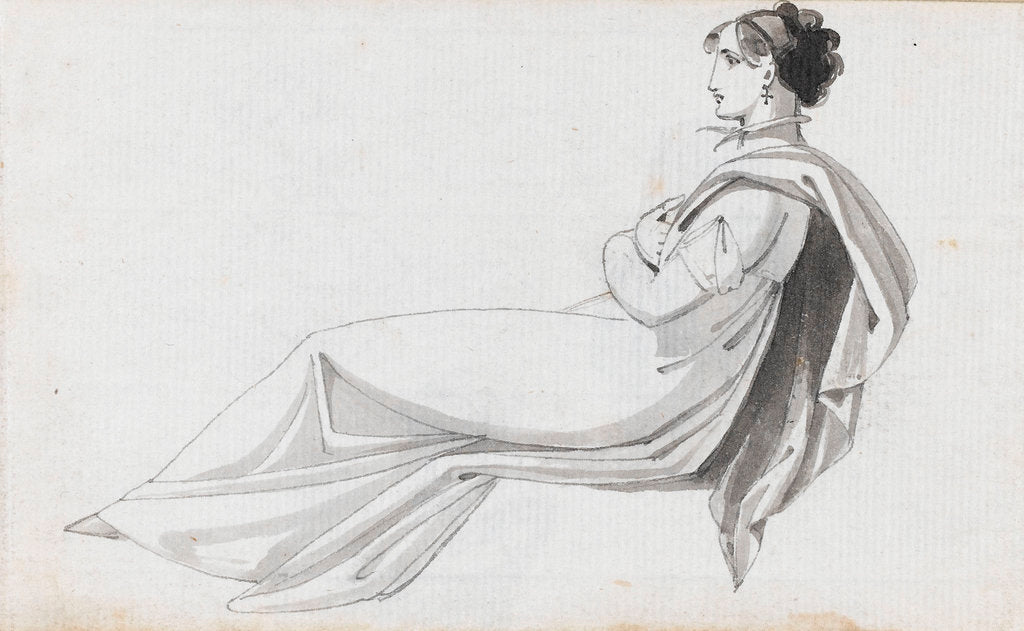 Detail of A young woman reclining, possibly one of the Connors (Emma Hamilton's cousins) (recto) by Thomas Baxter