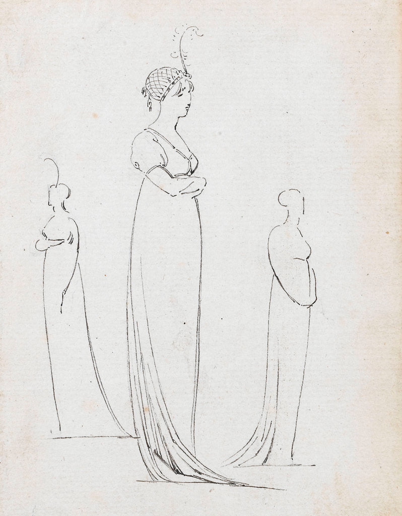 Detail of A full-length drawing of a woman by Thomas Baxter