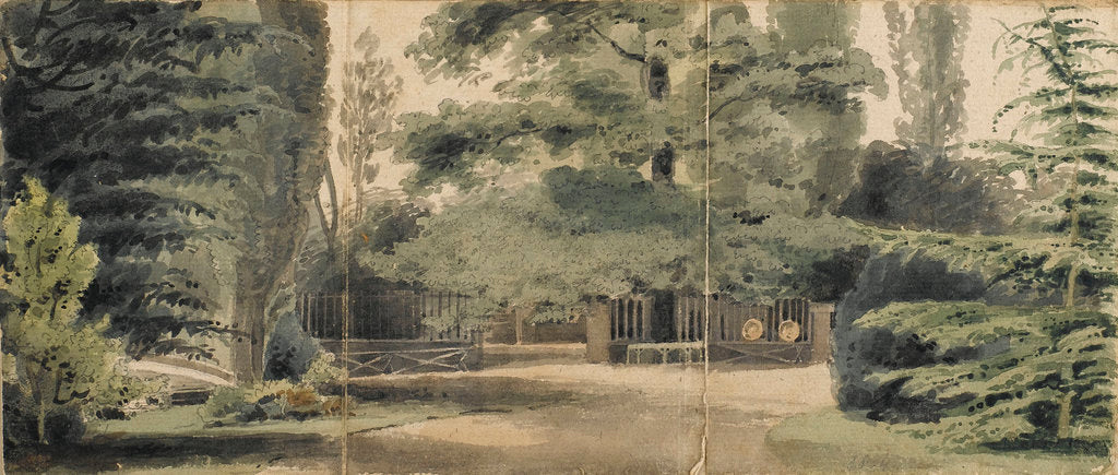 Detail of Paths and a fence beneath trees in the grounds at Merton by Thomas Baxter