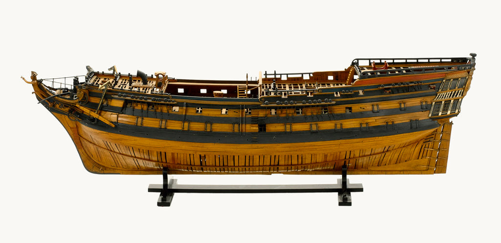 Detail of Ship of 74 guns, port broadside by unknown