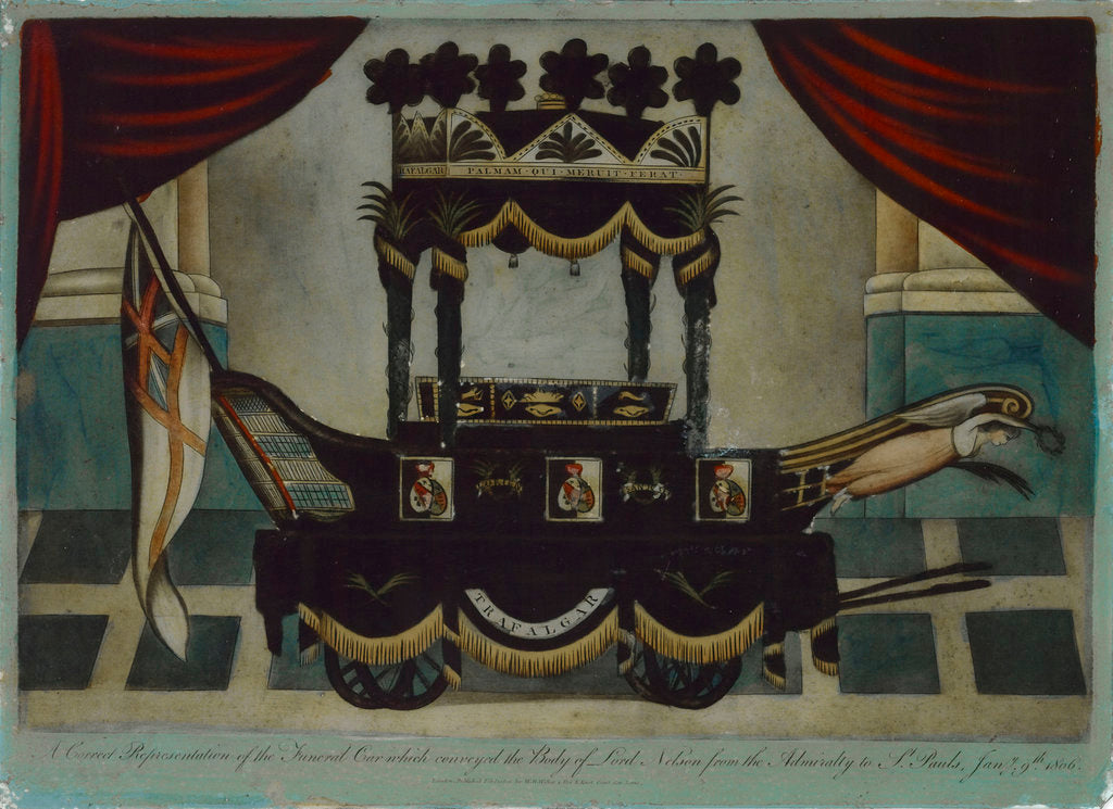 Detail of A Correct Representation of the Funeral Car which conveyed the Body of Lord Nelson from the Admiralty to St Paul's' by W.B. Walker