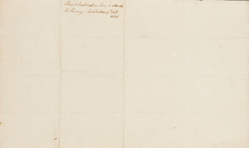 Detail of Nelson's secret memorandum, back page by Horatio Nelson