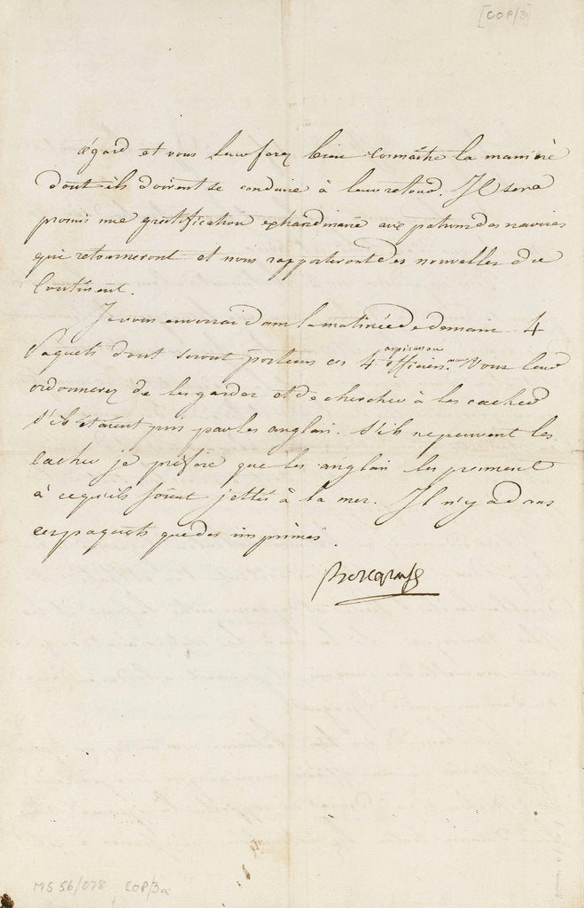 Detail of Letter from Napoleon to Admiral Ganteaume by Napoleon Bonaparte
