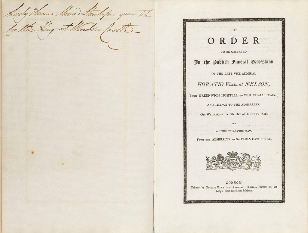 Detail of Complete order of ceremony of the funeral procession of Lord Nelson, 8 and 9 Jan 1806 by Unknown