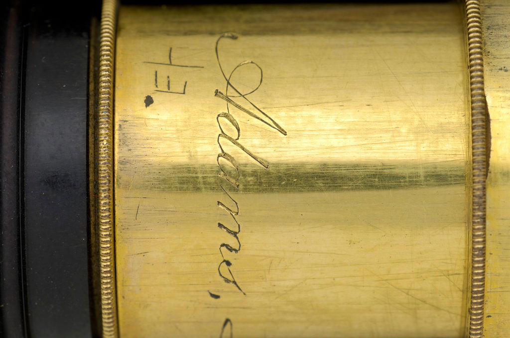 Detail of Spyglass telescope- inscription by Adams
