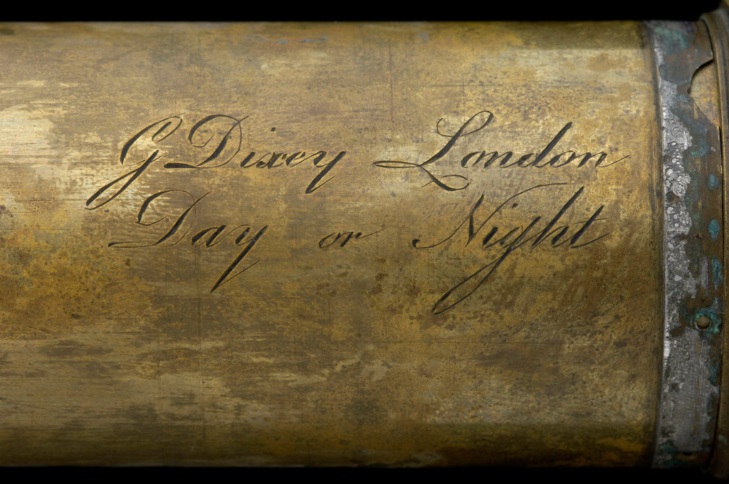 Detail of Day or night telescope- draw tube inscription by G. Dixey