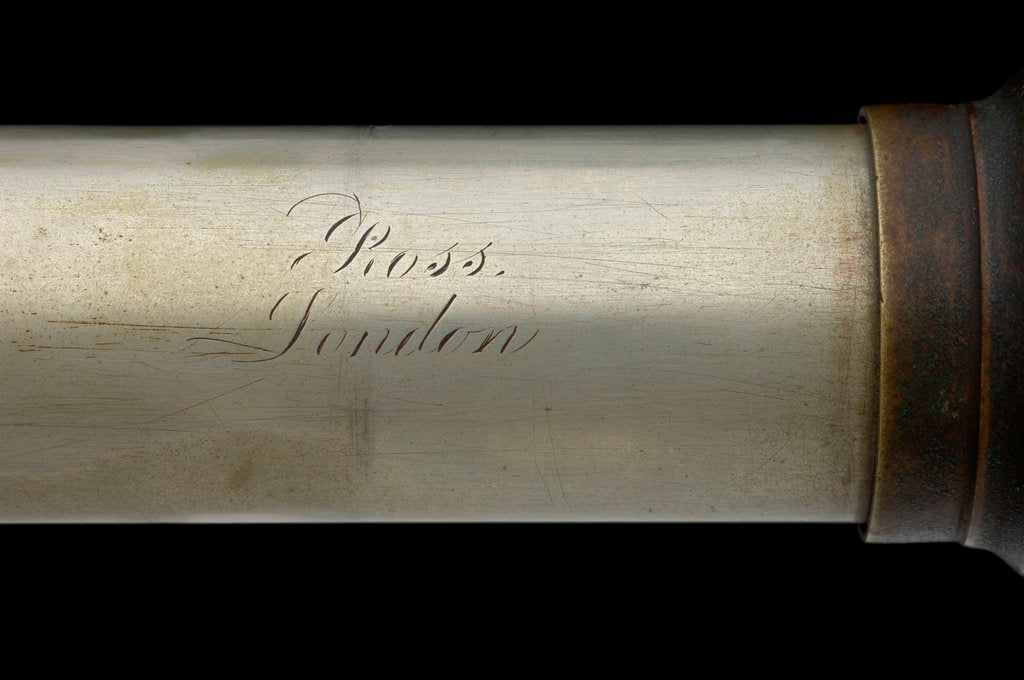 Detail of Officer of the Watch telescope- draw tube inscription by Andrew Ross