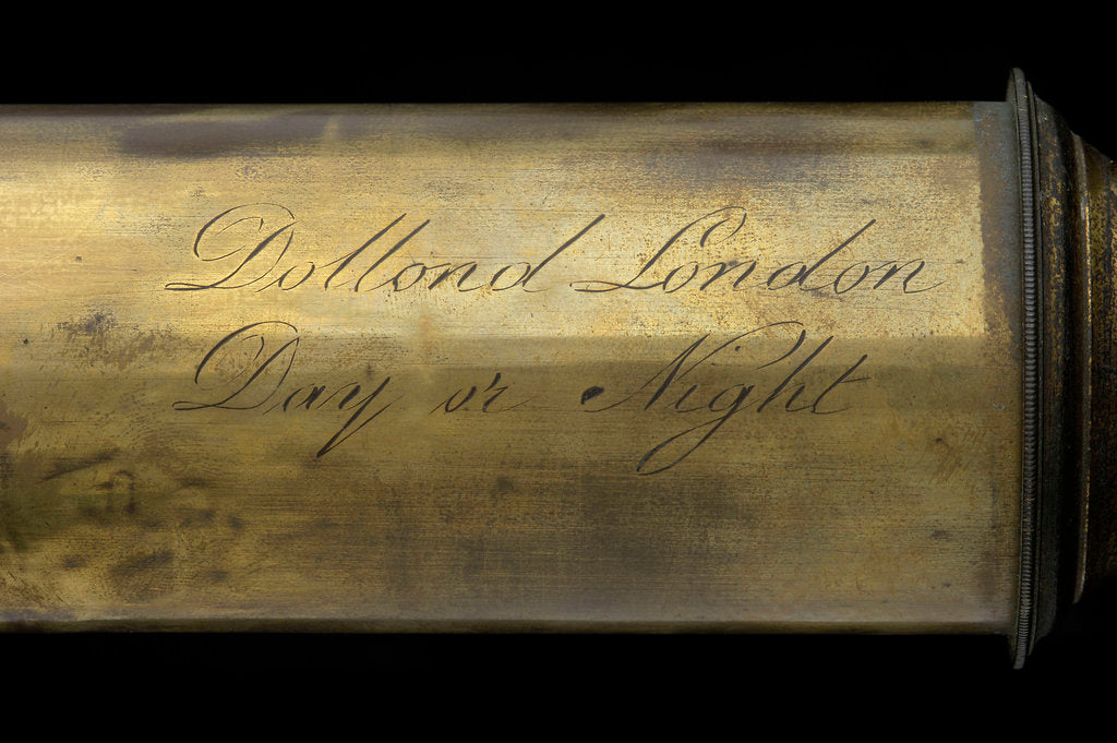 Detail of Day or night telescope- draw tube inscription by Dollond