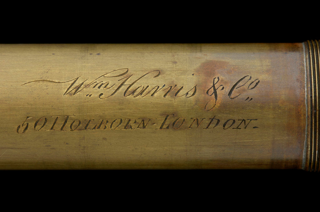 Detail of Walking stick telescope - inscription by William Harris & Co.