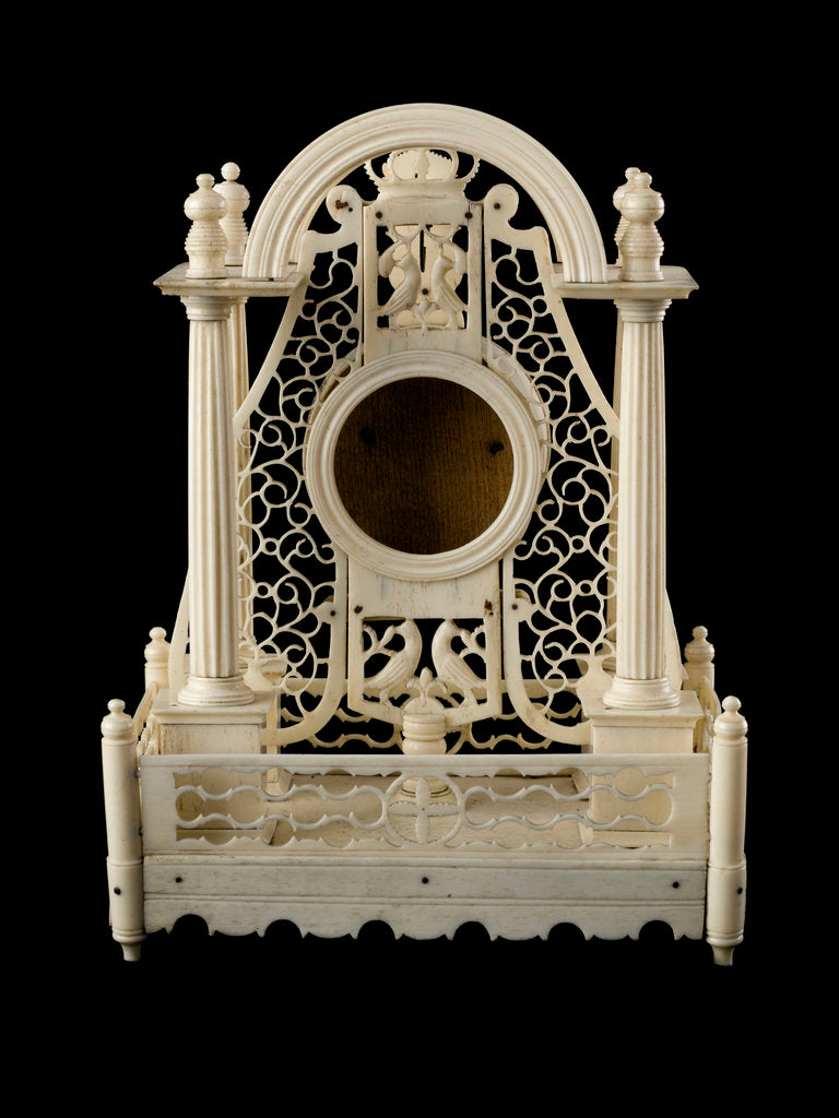 Detail of A watch stand made in bone by prisoners of war confined in Norman Cross Barracks during the Napoleonic Wars by French Armed Forces