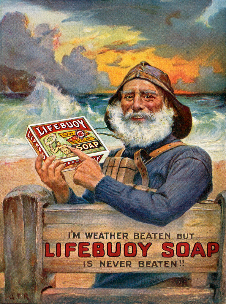 Detail of 'Lifebouy Soap' advertisment leaflet by unknown