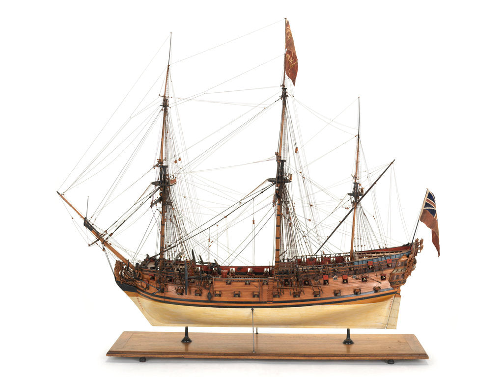 Detail of Ship of 60 guns, port broadside by Unknown