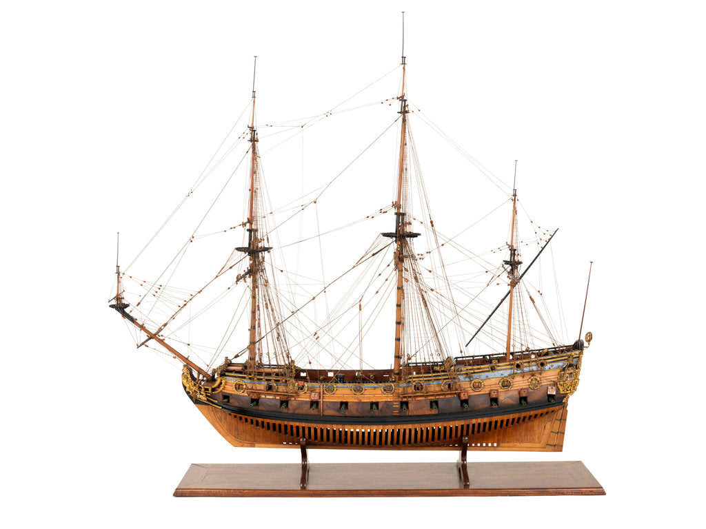 Detail of Ship of 50 guns, port broadside by Unknown