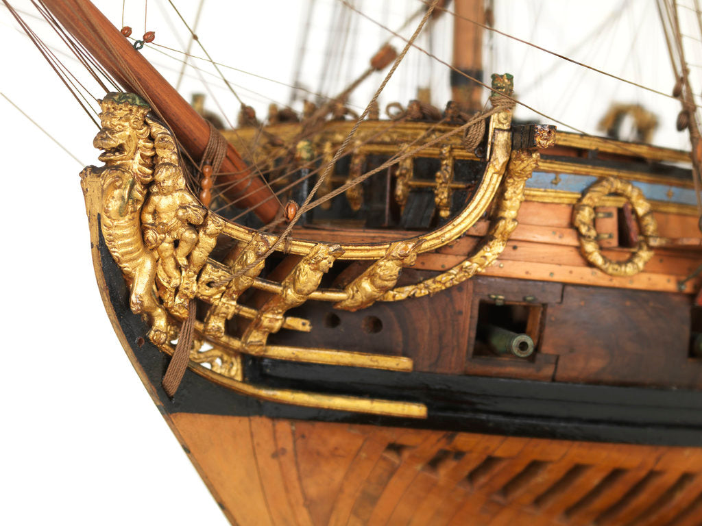 Detail of Ship of 50 guns, bow and figurehead detail by Unknown