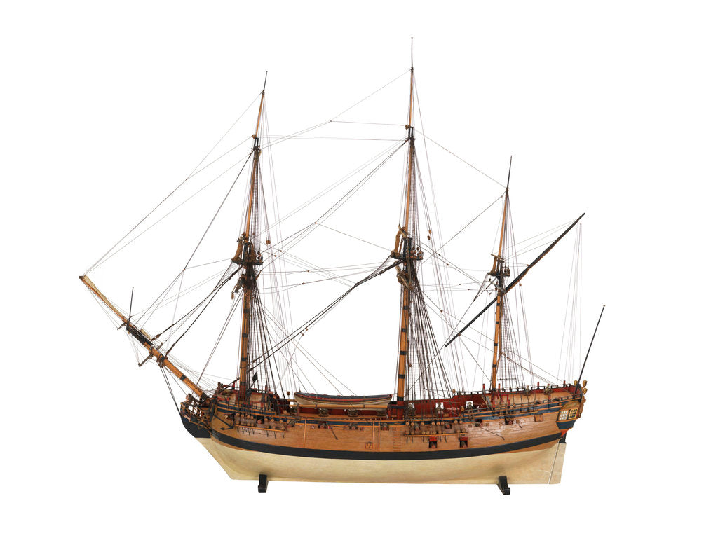 Detail of Ship of 24 guns, port broadside by Unknown