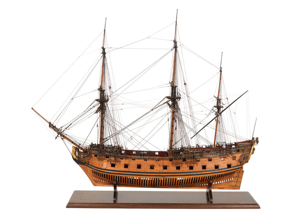 Detail of Ship of 50 guns, port broadside by Unknown