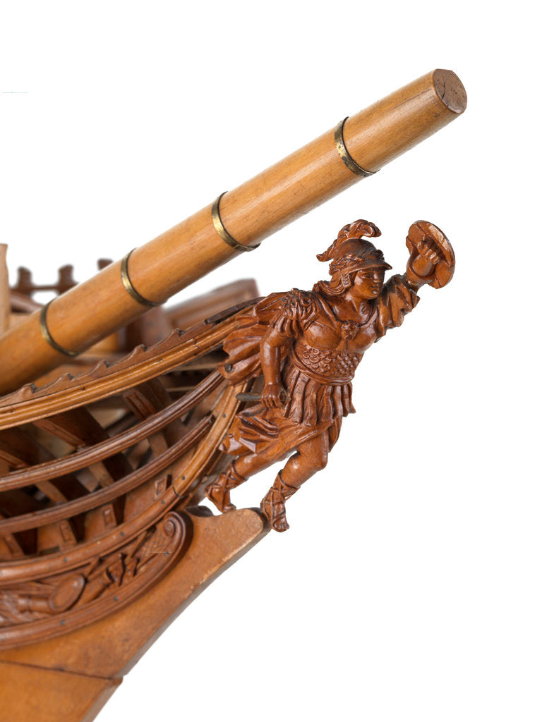 Detail of A contemporary dividing full hull model of the 'Washington' (1797), a Dutch 74-gun, two-decker ship of the line by Unknown