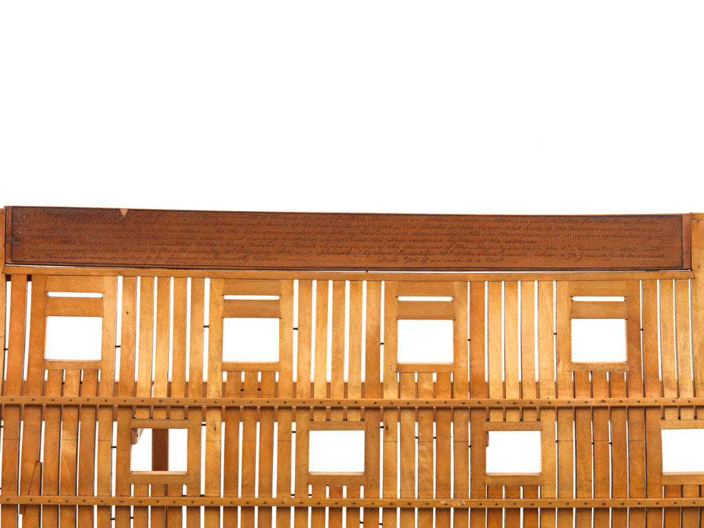 Detail of Ship of 74 guns, starboard half-sectional model, inscription plaque by Unknown