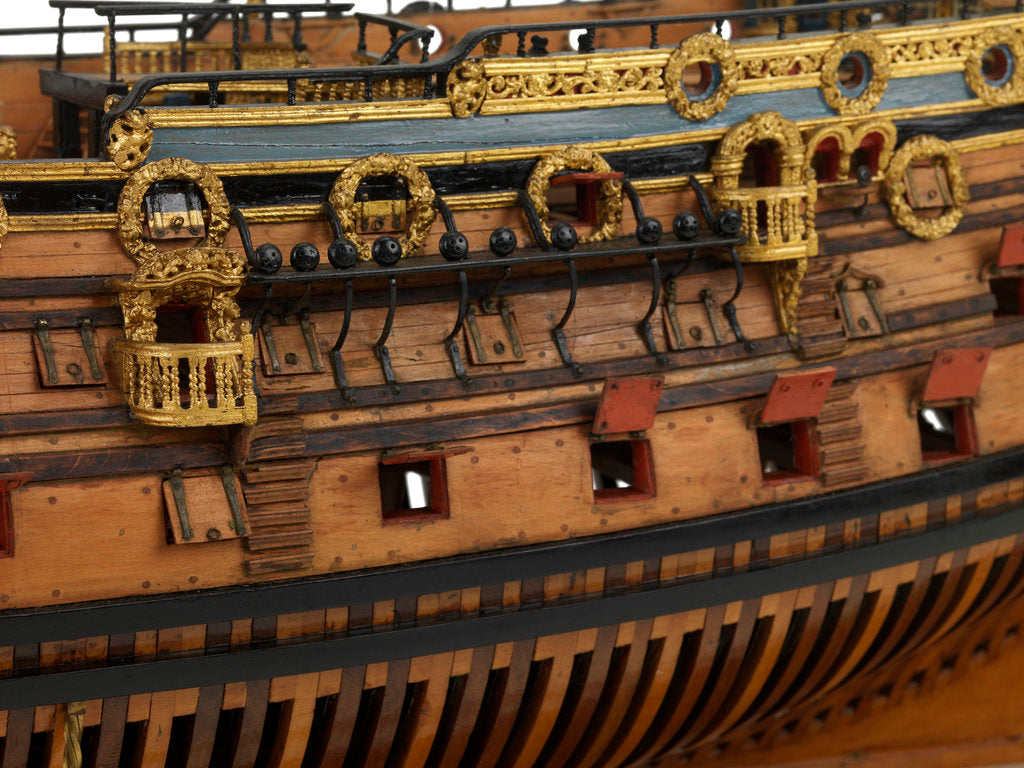 Detail of Ship of 96 guns, portside entry ports by Unknown