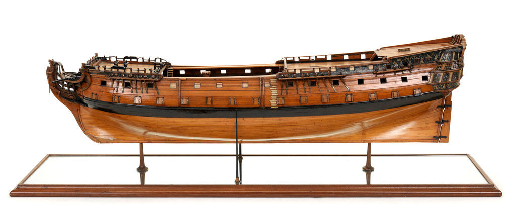 Detail of Ship of 80 guns, port broadside by Unknown