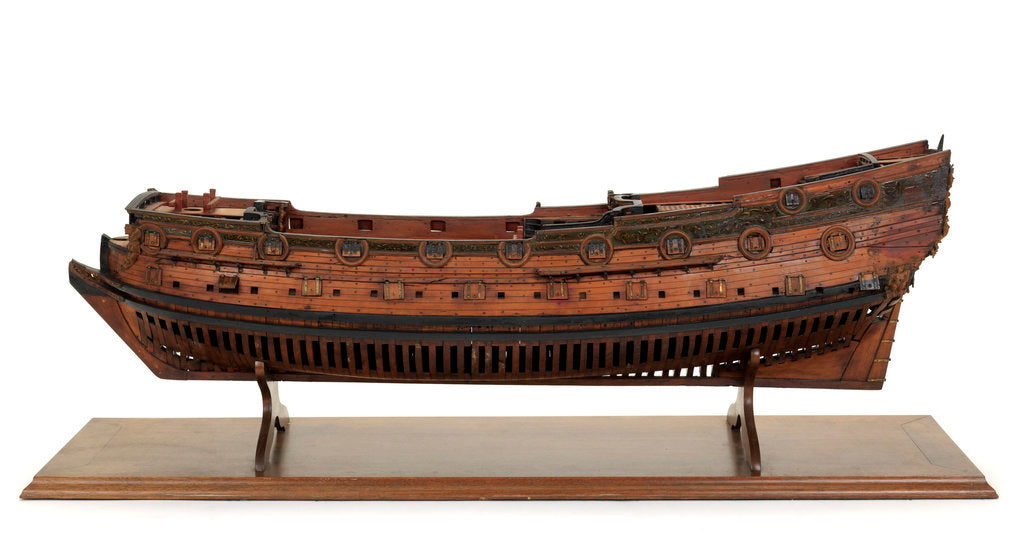 Detail of Ship of 44 guns, port broadside by Unknown