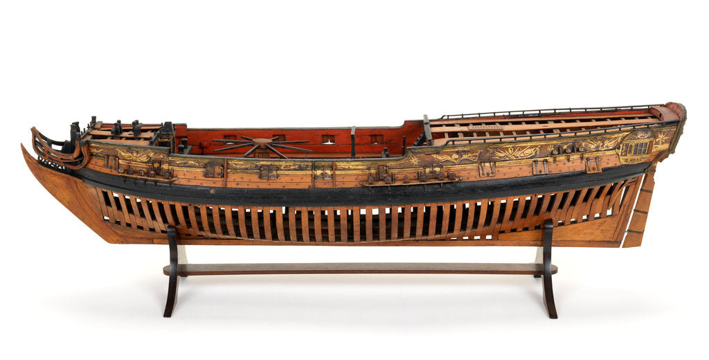 Detail of Ship of 20 guns, port broadside by Unknown
