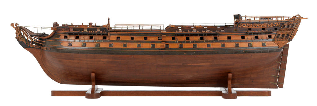 Detail of Contemporary full hull model of the 'L'Éole' (1789), a French 74-gun two-decker ship of the line by Unknown