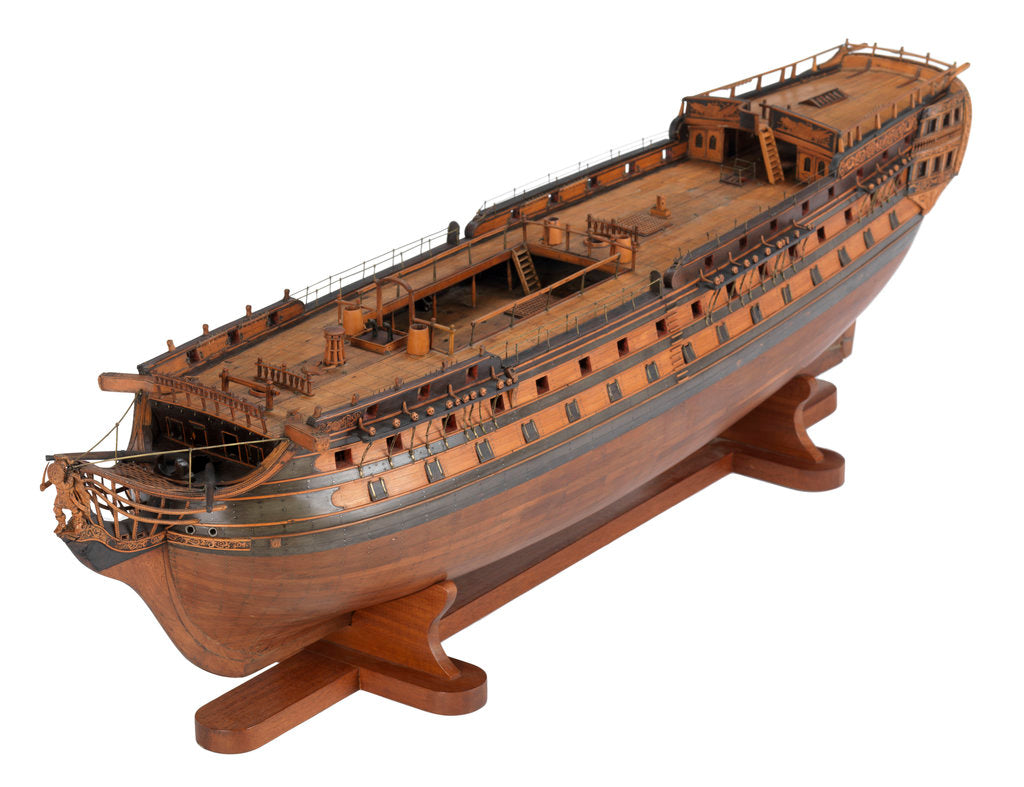 Detail of Contemporary full hull model of the 'L'Éole' (1789), a French 74-gun two-decker ship of the line by Unknown