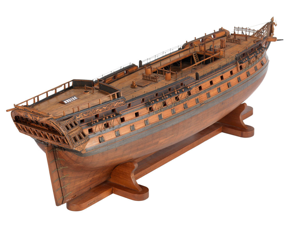 Detail of Contemporary full hull model of the 'L'Éole' (1789), a French 74-gun two-decker ship of the line by Unknown