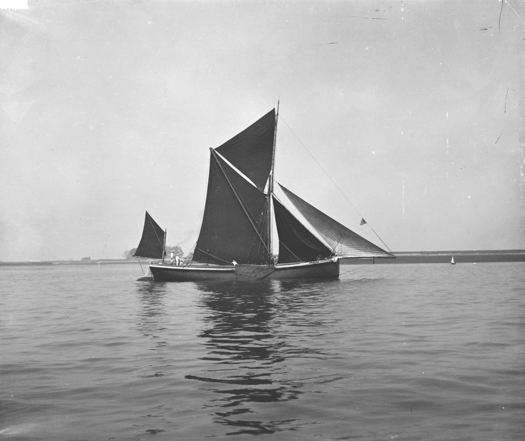 Detail of Sailing barge 'Sara' (Br, 1902) under sail by unknown