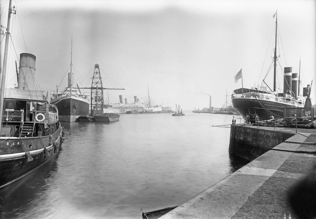 Detail of The Empress Docks at Southampton with tug 'Ajax', 'Amazon' and 'St Paul' by unknown