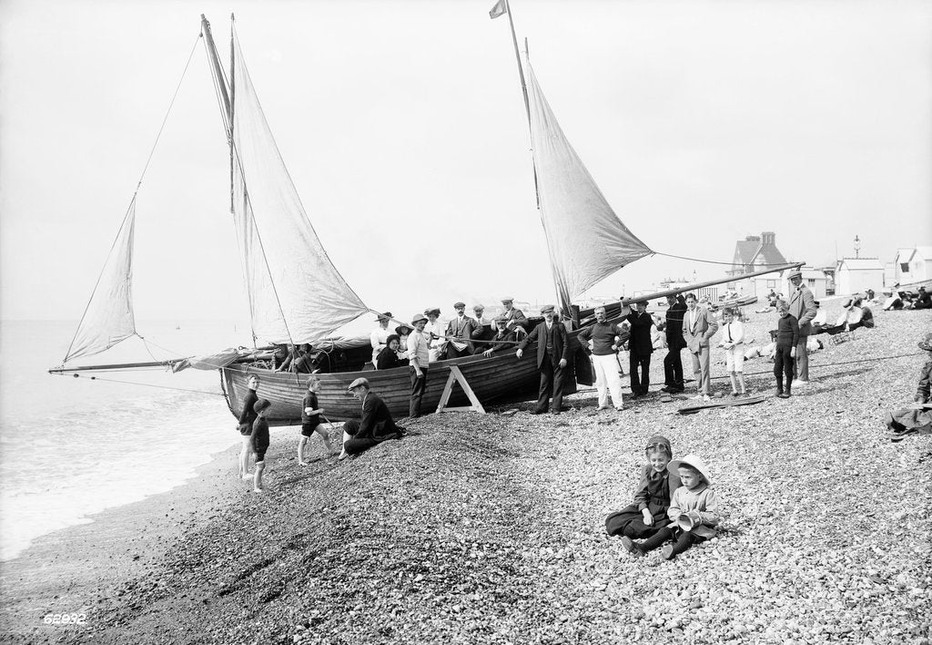 Detail of Bexhill Beach with holidaymakers, Sussex by Francis Frith & Co.