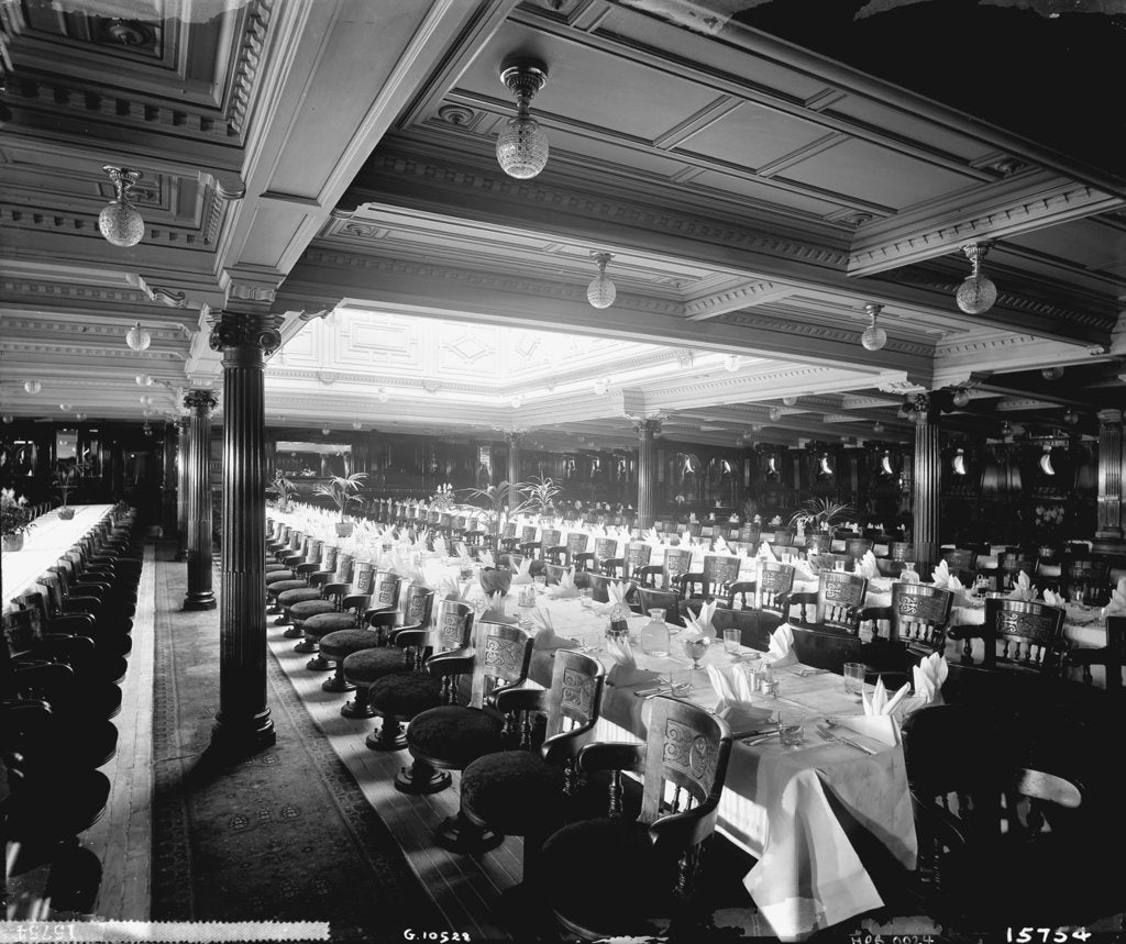 Detail of First Class Dining Saloon on the 'Lucania' (1893) by Bedford Lemere & Co.